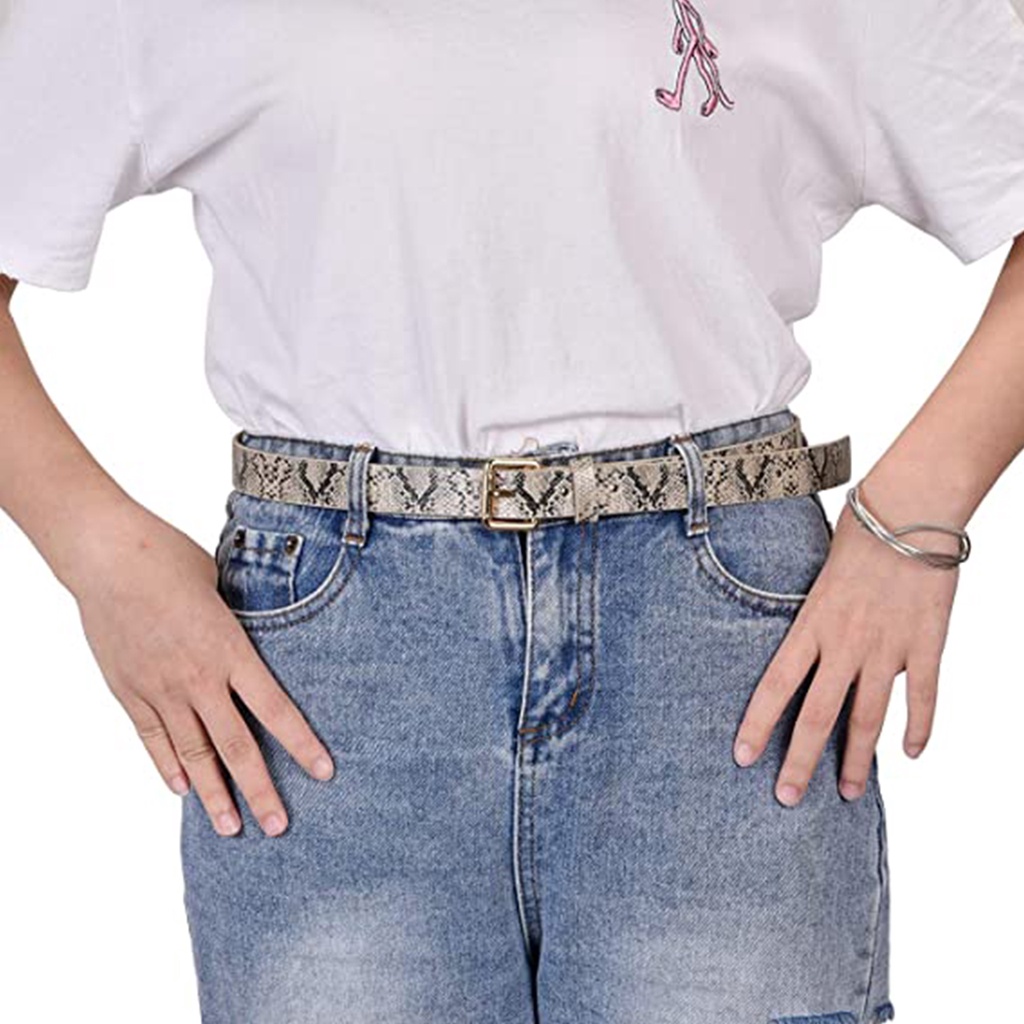 SmileFairyCC【COD &amp; Hàng Có Sẵn】Thắt Lưng Da PU Mỏng Họa Tiết Da Rắn Thời Trang Thường Ngày Cho Nữ