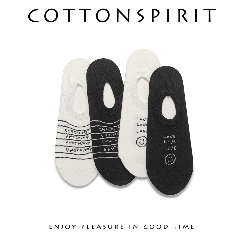 Tất Lười Nam nữ Unisex Vớ ẩn có gót chống trượt cao cấp In hình Hoạt hình Cotton Hàn Quốc