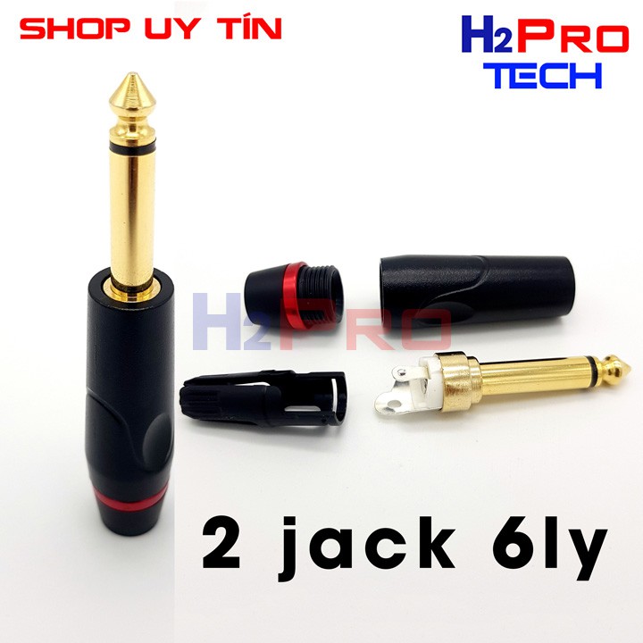 [Mã ELFLASH5 giảm 20K đơn 50K] Đôi đầu jack 6 ly đen rời bằng đồng chuyên dụng cho âm thanh ( 2 chiếc )