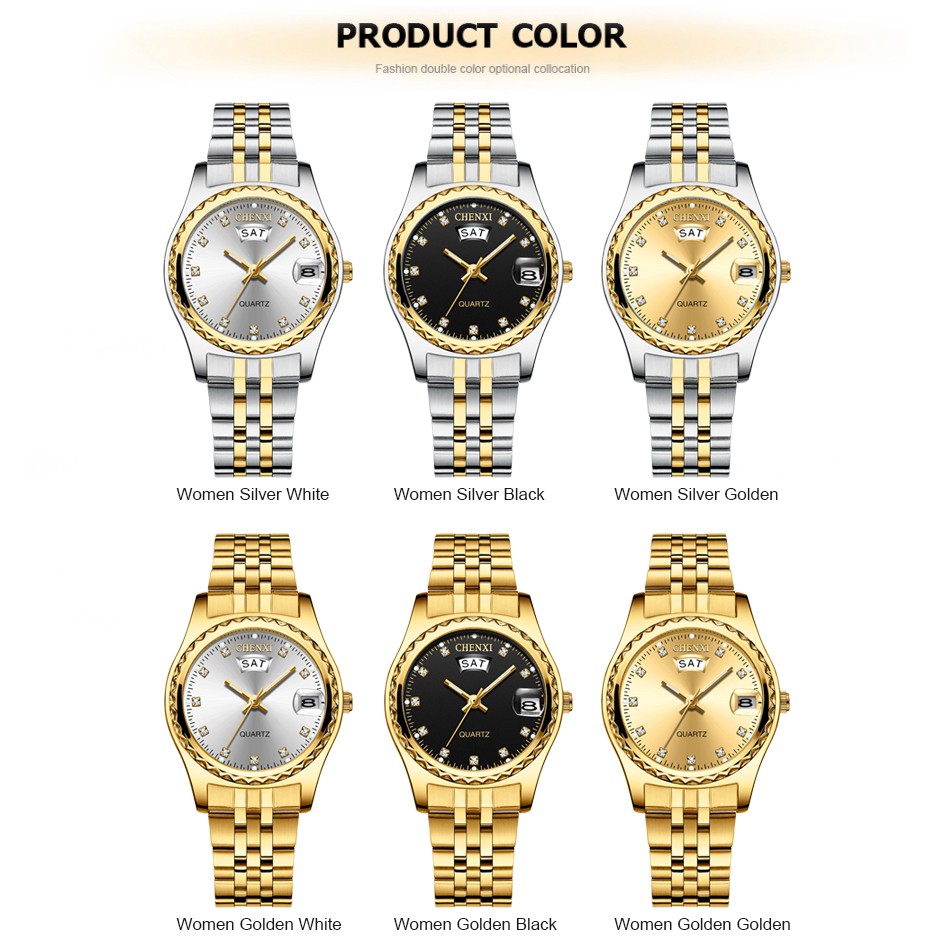 Đồng Hồ Đeo Tay CHENXI Bằng Thép Không Gỉ Chống Nước Thời Trang Cho Nữ