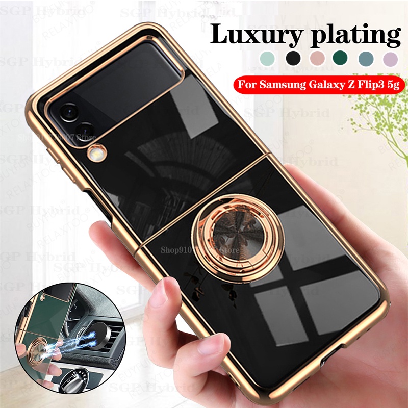 Sang Trọng Ốp Điện Thoại Chống Sốc Mạ Điện Cho samsung galaxy z flip3 flip 5 4 3 zflip3 5g