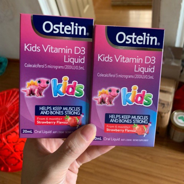 (Lọ thủy tinh) d3 ostelin liquid 6m+ vị dâu thơm ngon date 3/2025