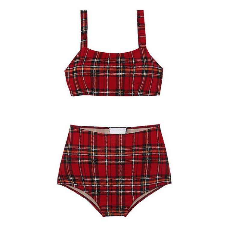 Bikini Eo Cao Họa Tiết Kẻ Caro Cổ Điển W338
