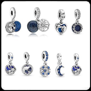 Mặt phụ kiện vòng cổ / vòng tay hình trái tim / ngôi sao / mặt trăng màu xanh dương