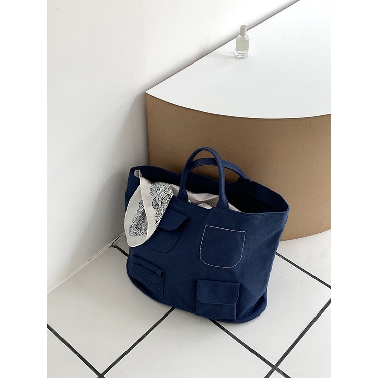 Túi xách vải canvas cỡ lớn nhiều túi phong cách Hàn Quốc thời trang mùa hè năm cho nữ