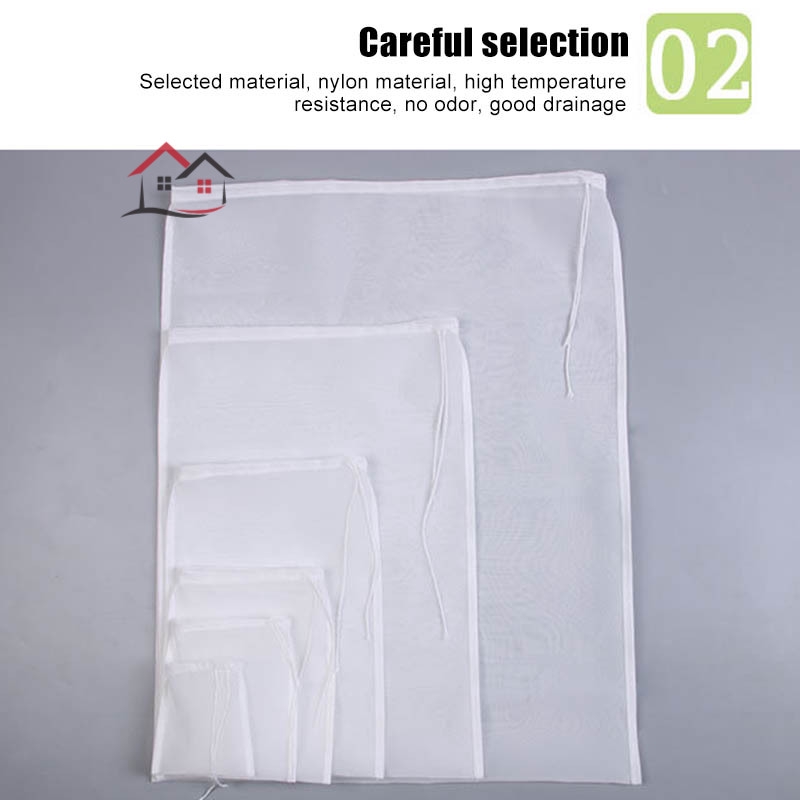 HYP 5pcs Reusable Fine Mesh Nylon Nut Milk Cheese Cloth Bag Cold Brew Coffee Filter Kitchen @VN