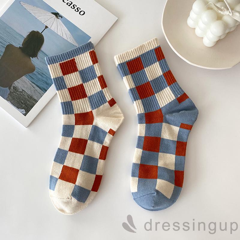 Combo 5 đôi tất cao cổ kẻ ô cho cả nam và nữ