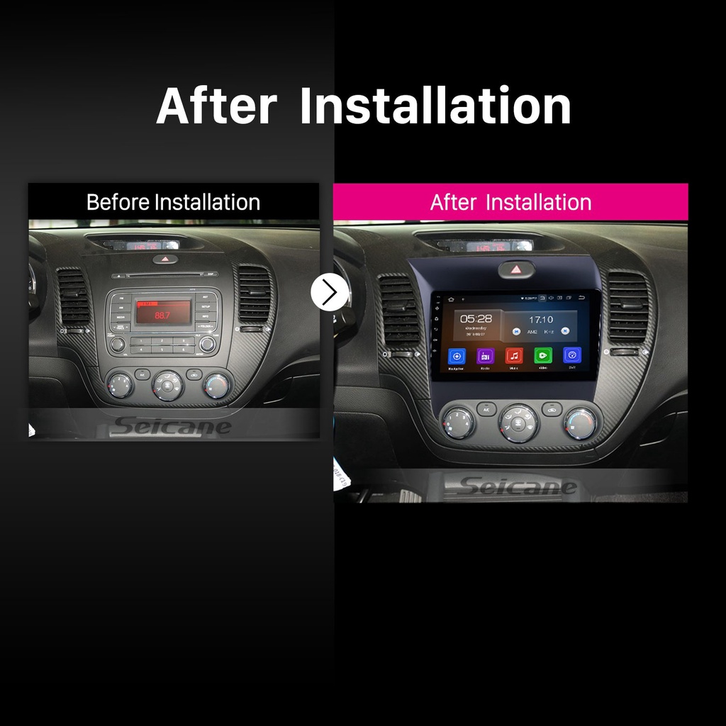 Mặt dưỡng màn hình DVD android 9” 10” KIA K3  2013 2014 2015 2016 2017 2018 Jack nguồn Zin