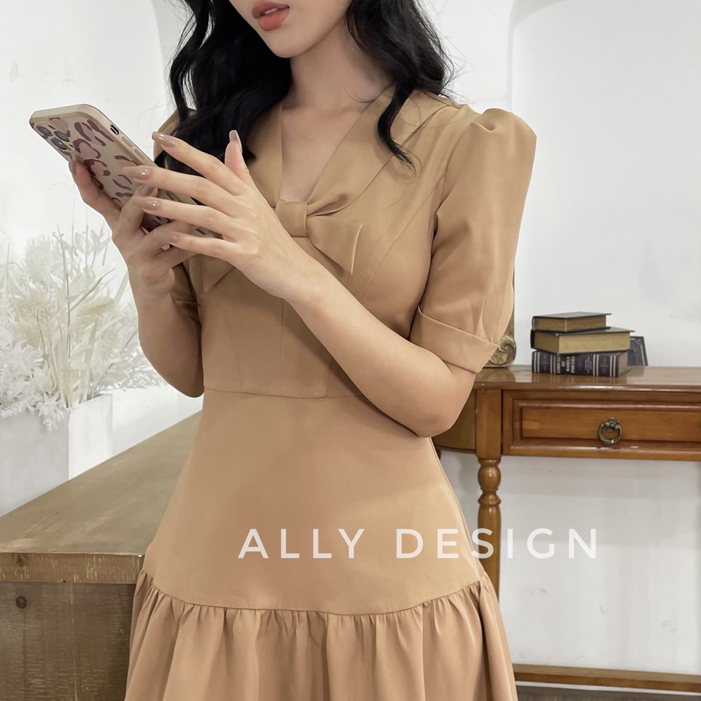 Váy công sở ALLY thiết kế cổ nơ trẻ trung thanh lịch tôn dáng