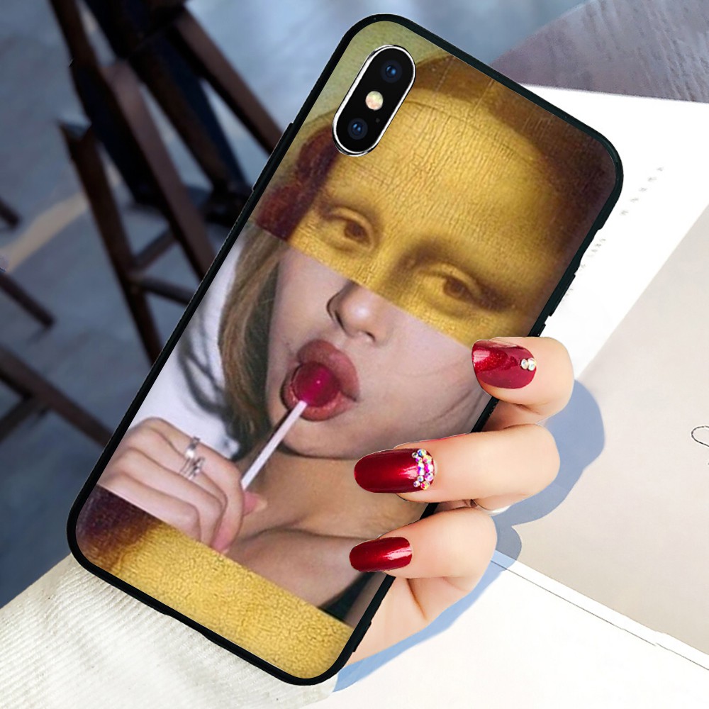 Art Aesthetic Van Gogh Mona Lisa David Soft Black TPU Silicone Phone Case for iphone 6 6Plus 6s 6sPlus Anti-fall Back Cover