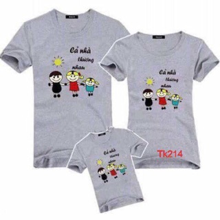 Áo gia đình cotton cổ tròn