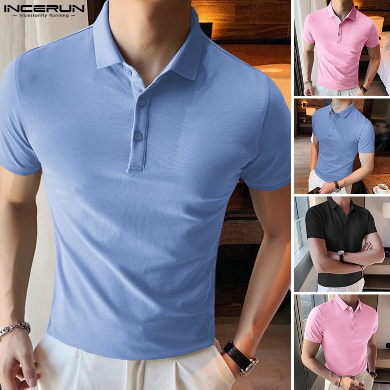 INCERUN Áo Thun Polo Tay Ngắn Có 3 Màu Thời Trang Trẻ Trung Cho Nam