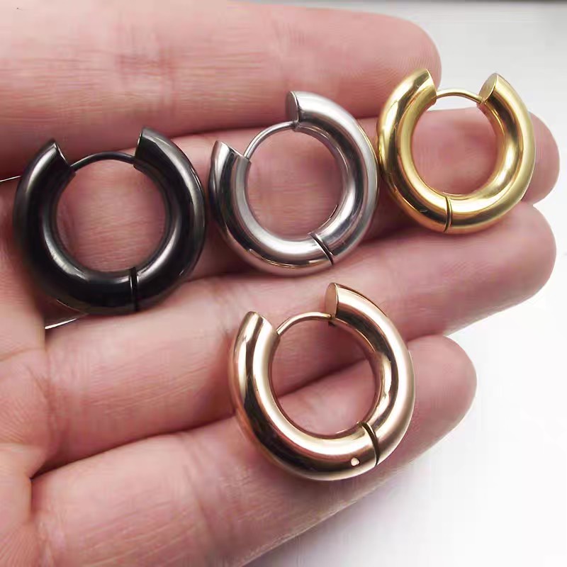 Khuyên titan tròn Basic size bản siêu dày 4mm