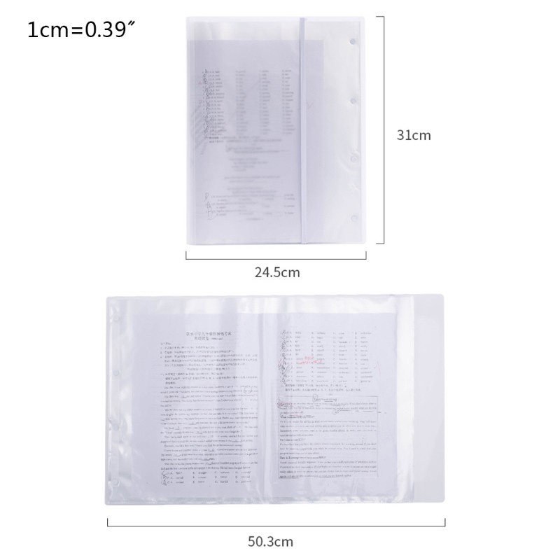 love* Reuseable Plastic Clear A3 Examination Paper Folder 20/30/40 Pages Document File Holder School Office Stationery Bag