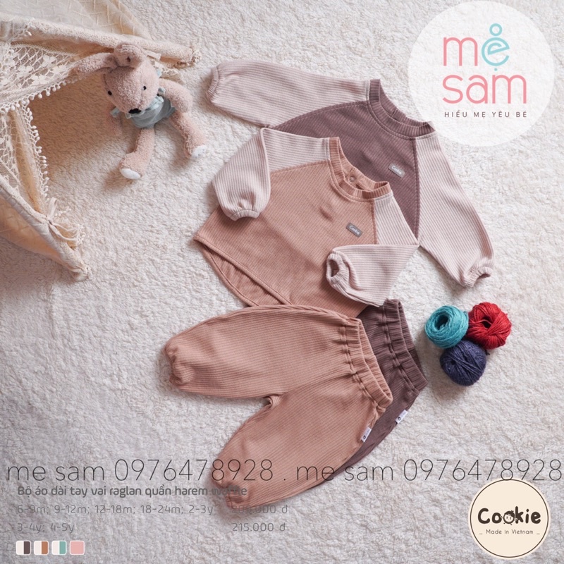 BỘ ÁO DÀI TAY RAGLAN QUẦN HAREM WAFFLE Cookie