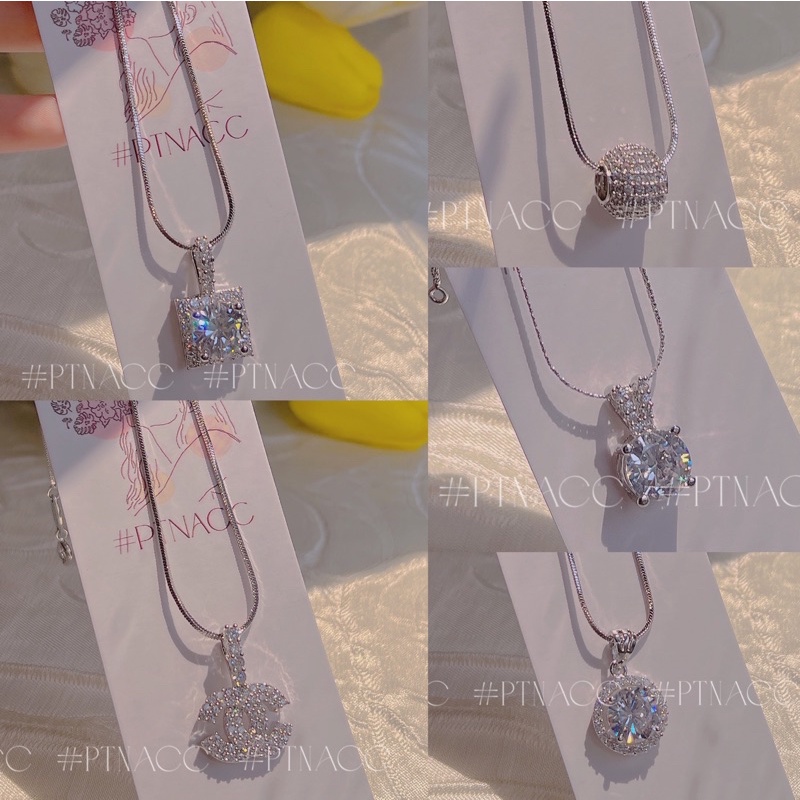 ᴾᵀᴺᵃᶜᶜ Dây chuyền xi bạch kim phối mặt nhỏ xinh