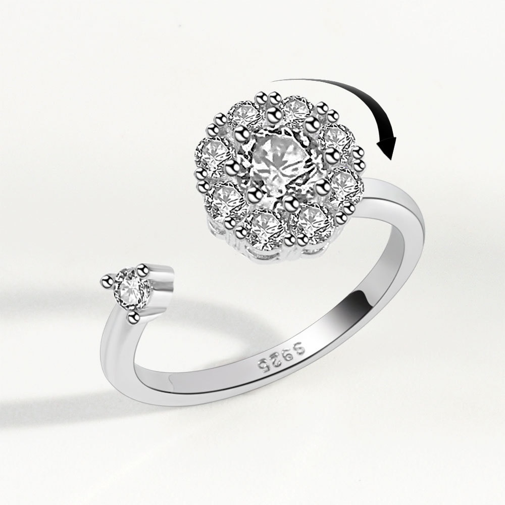 Nhẫn Xoay Hình Bông Tuyết / Chú Ong Nhỏ Đính Đá Zircon Có Thể Điều Chỉnh