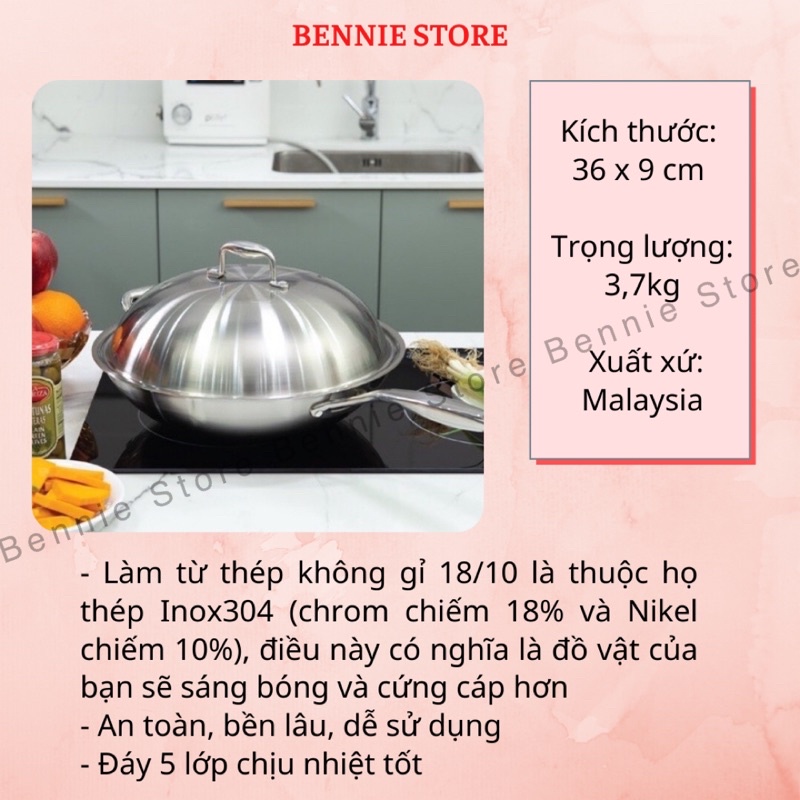 CHẢO INOX THÉP KHÔNG GỈ MOVEN - MV 9300 -  CHẢO ĐÁY 5 LỚP CHÍNH HÃNG FRICO