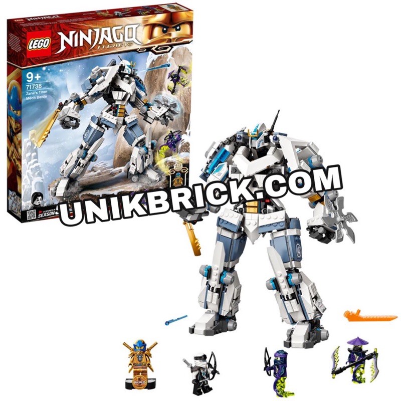 [CÓ HÀNG] Lego UNIK BRICK Ninjago 71738 Zane's Titan Mech Battle Chiến giáp Titan của Zane chính hãng (như hình).