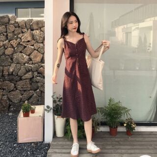 Váy hai dây sọc caro