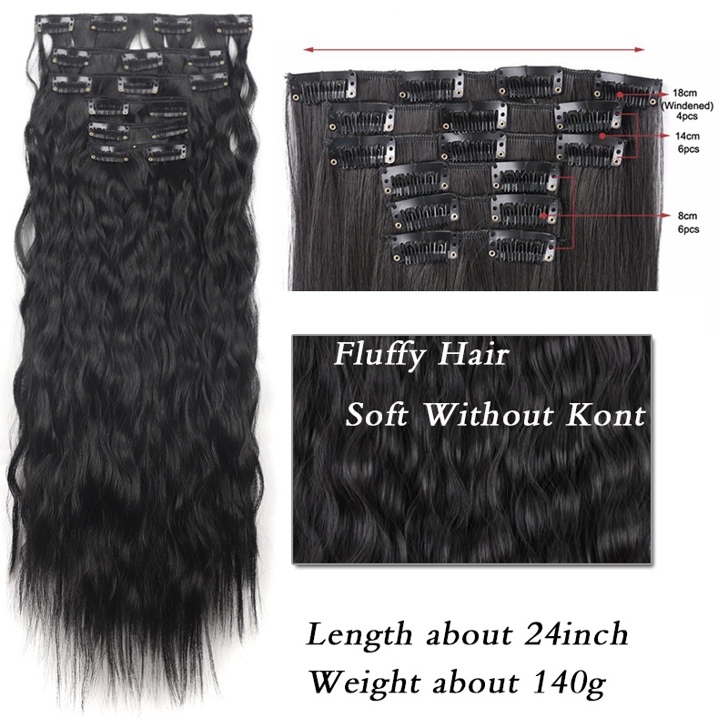 Bộ 16 Kẹp Tóc Giả Xoăn Dài Thời Trang Cho Nữ