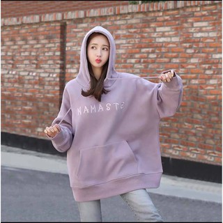 Áo Khoác Hoodie Nỉ Thêu Chữ NAMASTE Form Rộng Nhiều Màu Ulzzang