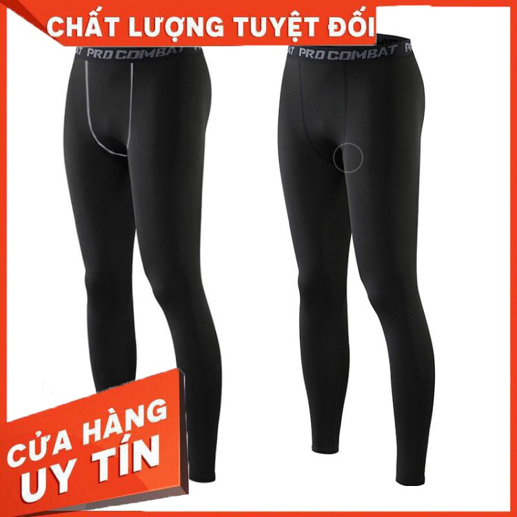 [FREESHIP] QUẦN GIỮ NHIỆT COMBAT PRO LEGGING TẬP GYM NAM DÁNG DÀI MÀU ĐEN