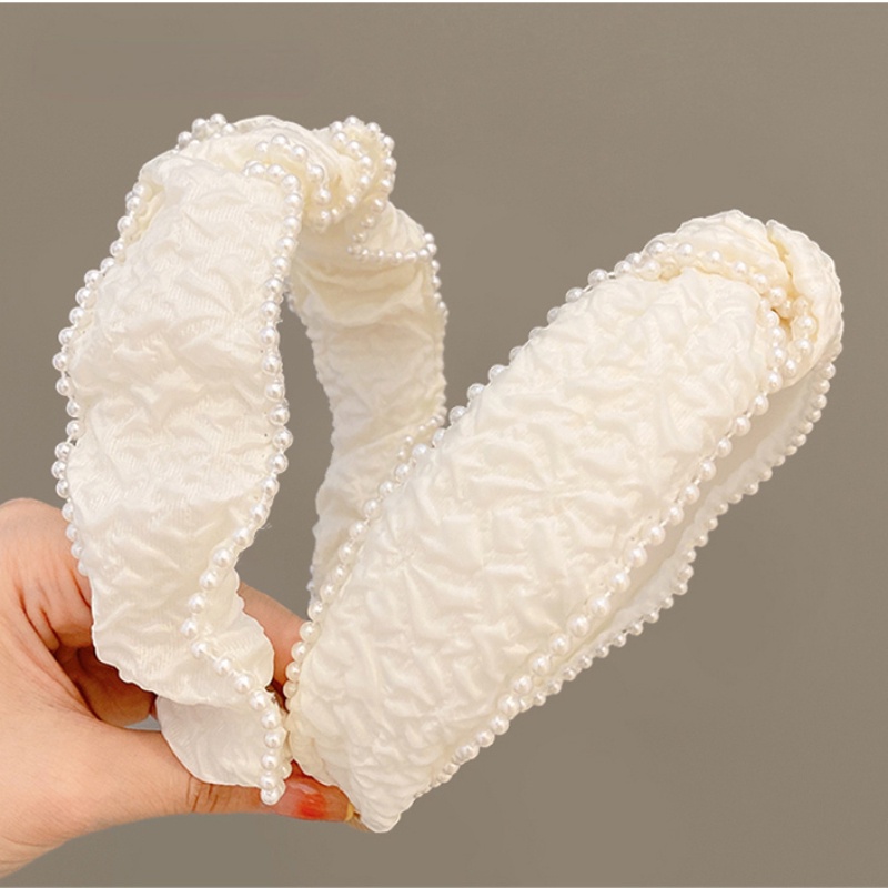 Băng Đô Cài Tóc Bản Rộng Phối Lưới Phong Cách Hàn Quốc Dễ Thương