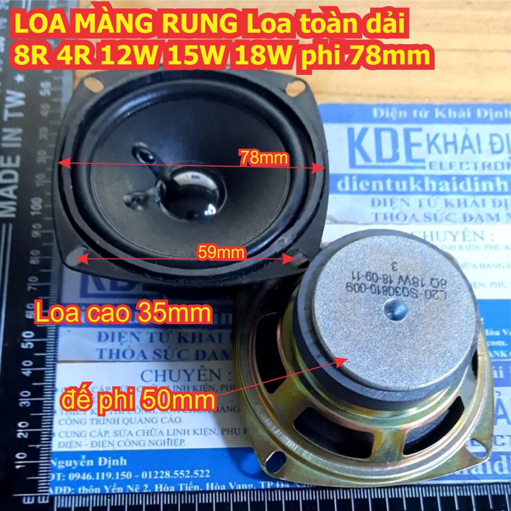 LOA MÀNG RUNG Loa toàn dải 3 inch 4R 4OHM 5W phi 73mm 78mm kde3206