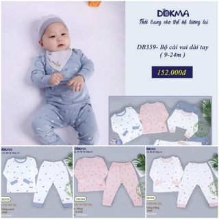 (6->12 tháng) Bộ dài tay cài vai đáp đũng bé trai bé gái Dokma- chất Modal cao cấp siêu mềm mịn (DB359)