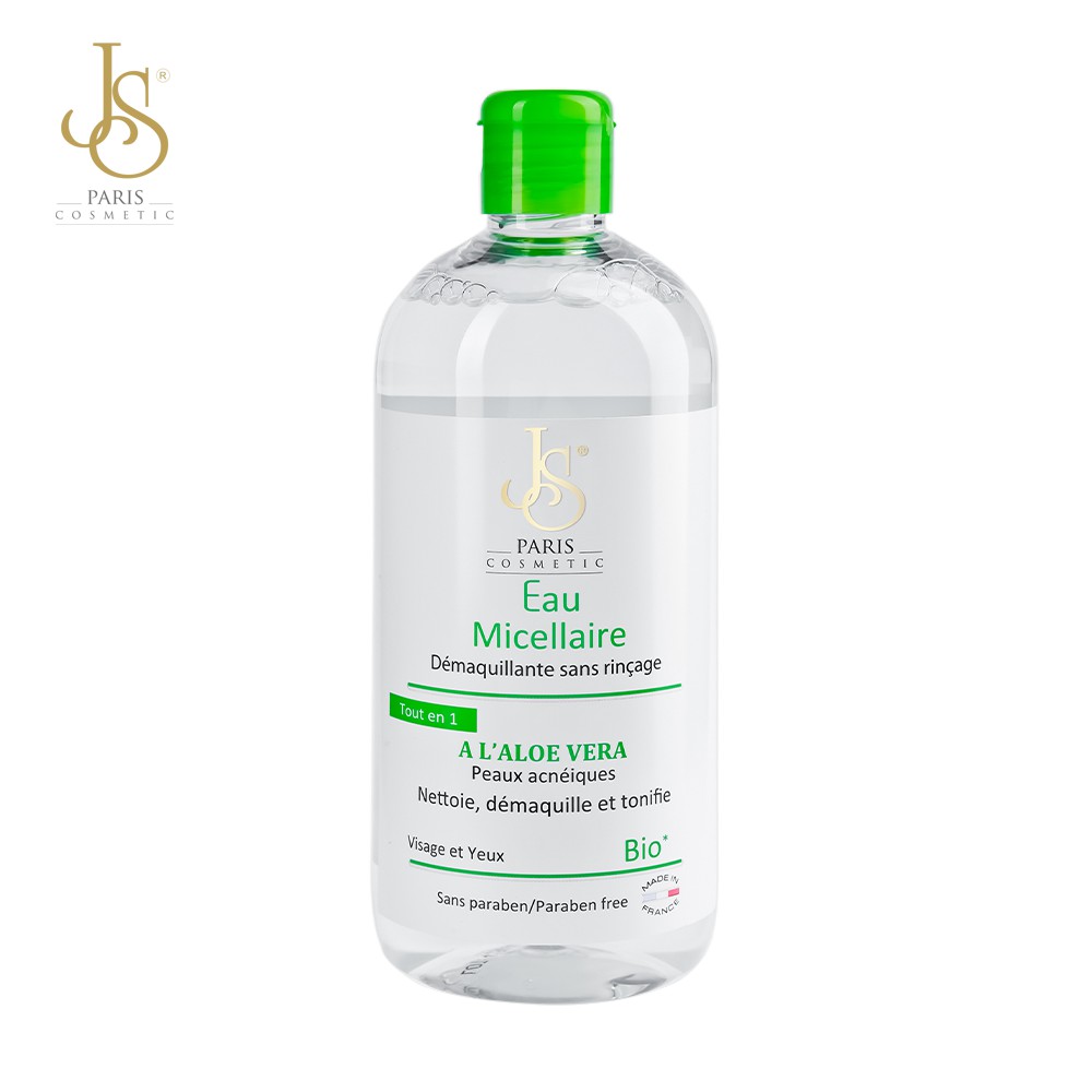 Nước tẩy trang JS Cosmetic Paris Eau Micellaire chiết xuất lô hội và hoa hồng 500ml