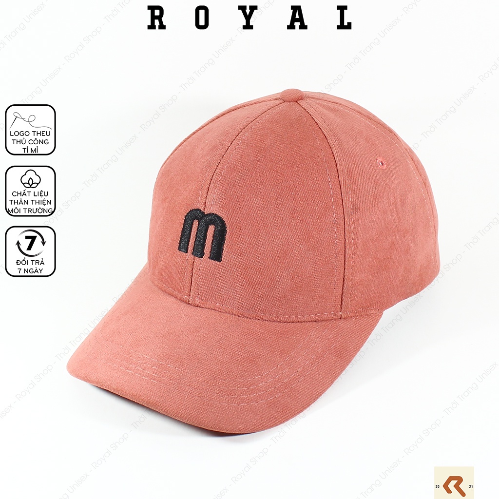 Mũ Lưỡi Trai Nón Lưỡi Trai Nam Nữ Nhung Mịn Hàn Quốc Thêu M Nón Kết - Royal Caps