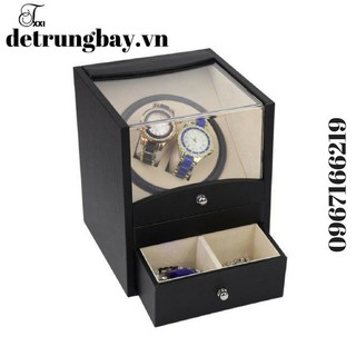 Hộp Đựng Đồng Hồ Cơ 2 Xoay 2 Tĩnh Vỏ Da Đen