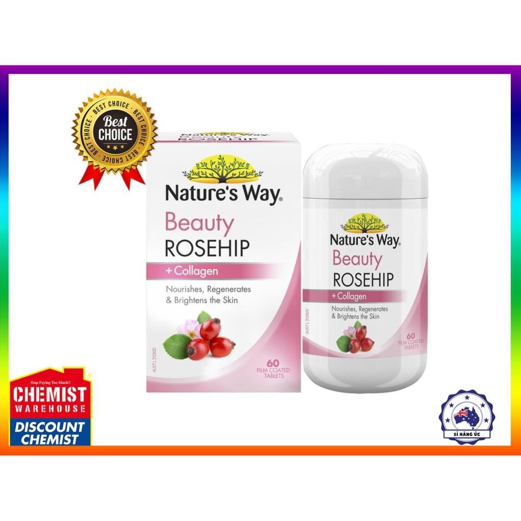 Viên uống collagen Nature’s Way Rosehip Collagen 60 viên