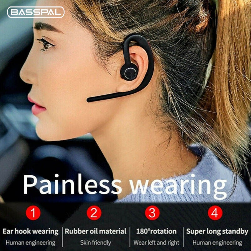 Tai Nghe Bluetooth Basspal D15 Không Dây Kiểu Móc Tai Chống Ồn Có Micro HD Cho Ios Android