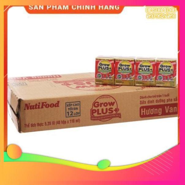 [CHÍNH HÃNG] Sữa Bột Pha Sẵn Nutifood Grow Plus+ Đỏ Hương Vani Thùng 48 Hộp x 110ml (Cho trẻ suy dinh dưỡng, thấp còi)