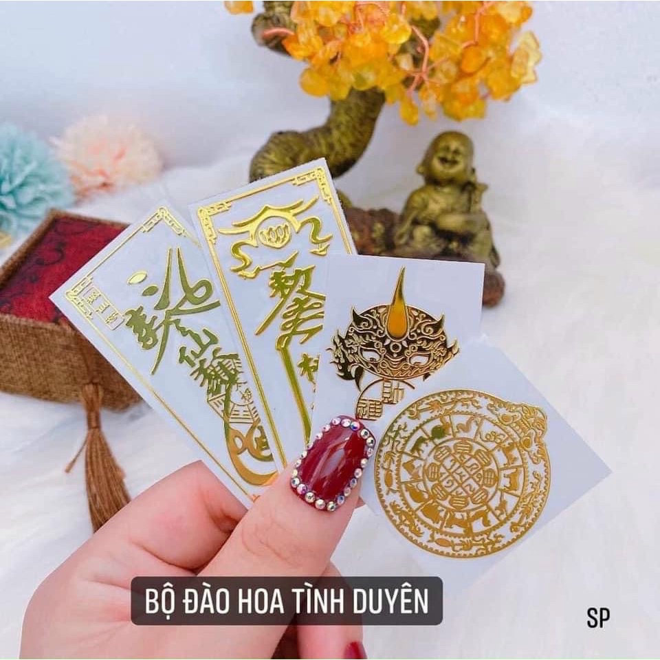 Bộ 4 Miếng Dán Điện Thoại Tài Lộc Bình An Linh Phù Dán Điện Thoại Máy Tính Bảng