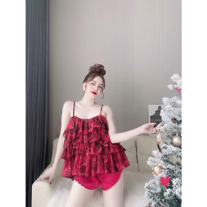 Đồ Ngủ Sexy Nữ, Bộ Chiffon 4 Tầng Phối Satin Cực Xinh Dưới 65Kg | BigBuy360 - bigbuy360.vn