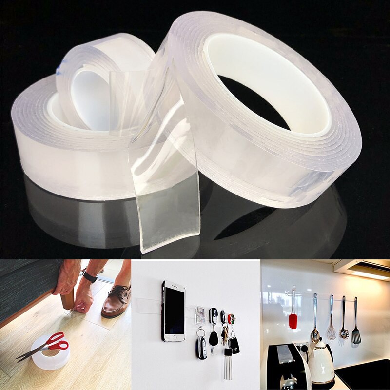 Băng Dính 2 Mặt Đa Năng Trong Suốt Acrylic 3 mét, 5 mét, dán tường treo đồ