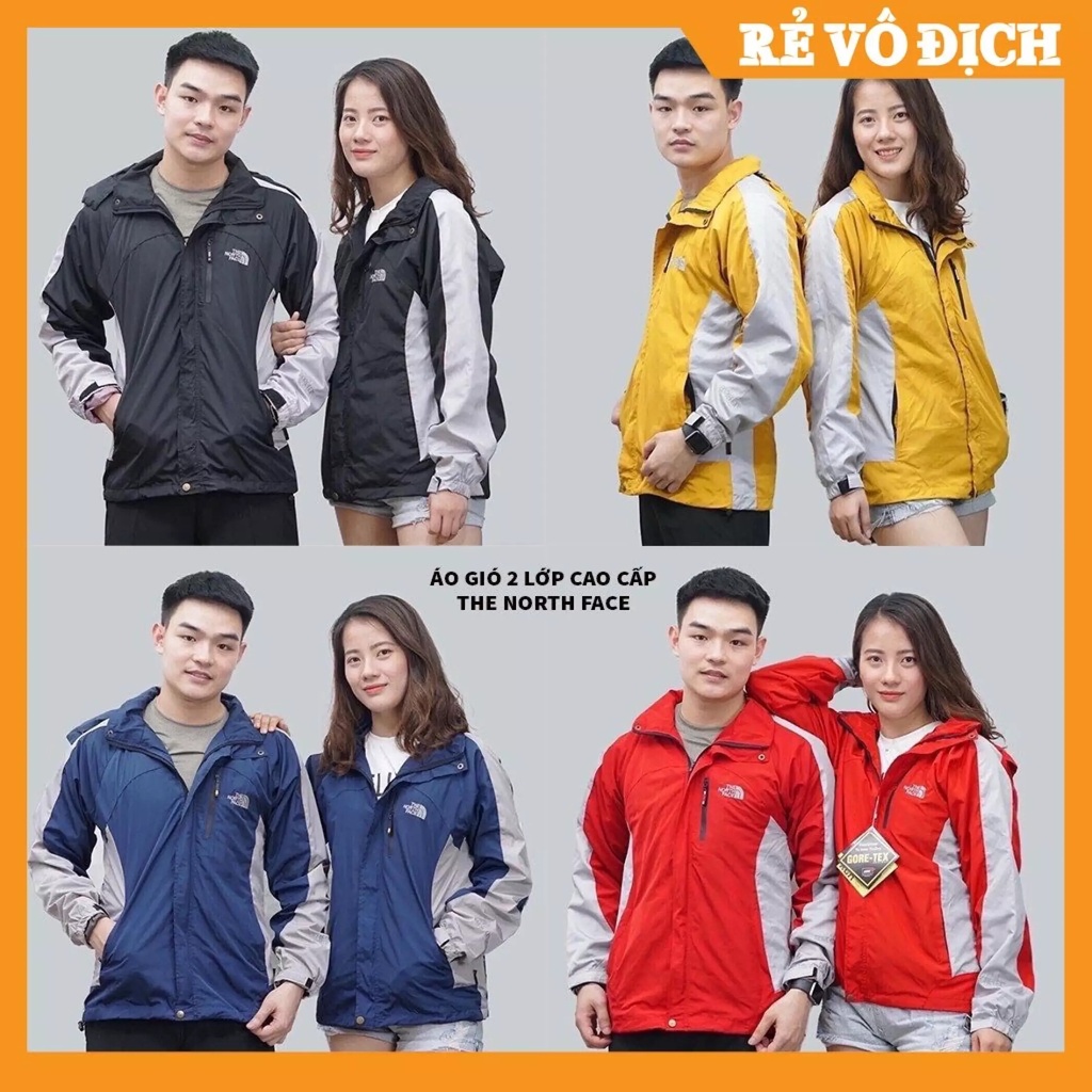 Áo khoác gió nam nữ 2 lớp THE NORTH FACE size châu á vải dù gore tex chống gió chống nước