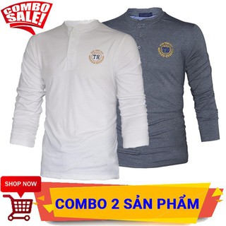 ao nam New New Combo 2 áo thun nam Chất dài tay hillfort cổ trụ nhiều màu lịch lãm ASKALA ao thun