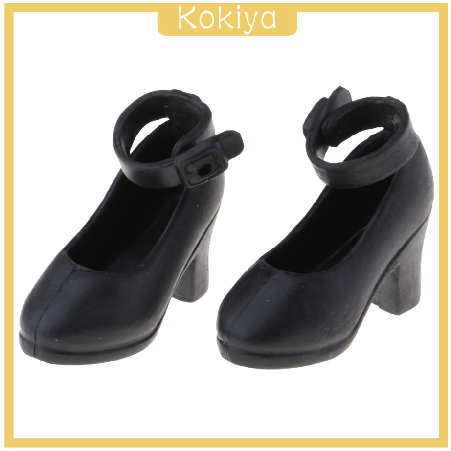 Giày Cao Gót Mini Màu Đen Cho Búp Bê Tỉ Lệ 1 / 6