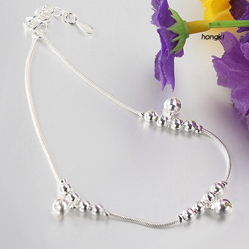 Vòng lắc chân đính 3 chuông 12 hạt thời trang cho nữ