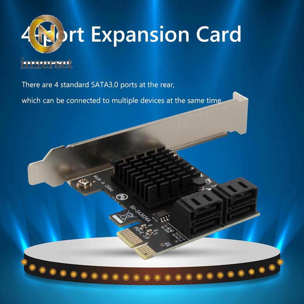 ✡ Game Component SATA PCIe Adapter 4 Ports SATA III to PCI Express 3.0 X1 Expansion Card