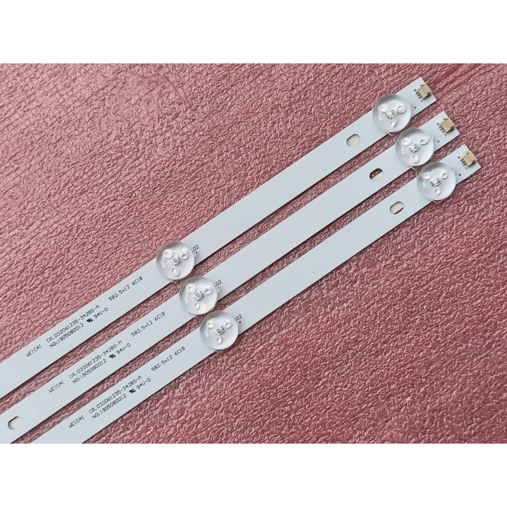 BỘ LED TIVI A SANZO 32S500 32T500 MX315D06-ZC21FG-02. HÀNG MỚI 100%, BỘ 3 THANH, MỖI THANH 6 BÓNG 3V, DÀI 59,2cm