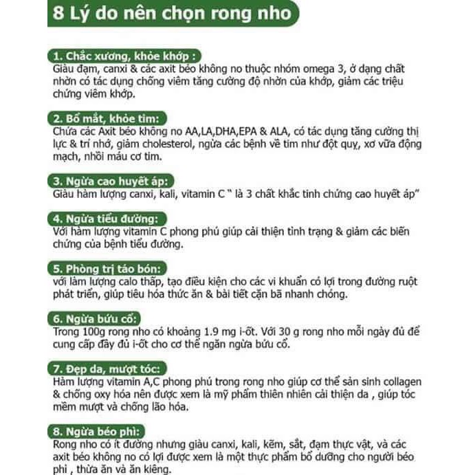 [ HCM ] [5gói/100gram] Rong nho tách nước( Tổng 500gram ) + kèm 1 chai mè rang 180ml