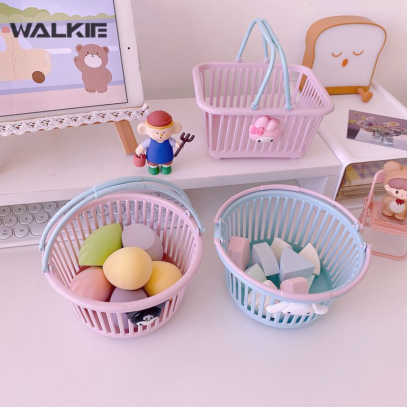 Giỏ Đựng Đồ Mua Sắm Bằng Nhựa In Họa Tiết Hoạt Hình Kuromi Cinnamoroll My Melody Dễ Thương Để Bàn Tiện Dụng