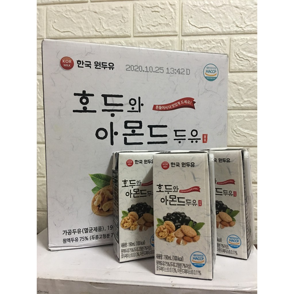 16 hộp Sữa hạt óc chó hạnh nhân đậu đen KOR MILK Hàn Quốc