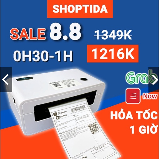 Máy in nhiệt Shoptida SP46 in đơn hàng, phiếu gửi, minicode, logo tự dán, bảo hàn