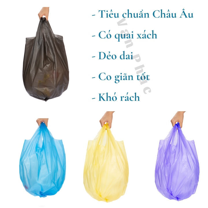 Lô 4 CUỘN túi rác tự hủy inochi, thiết kế quai xách tiện lợi, tự hủy sinh học không mùi hôi